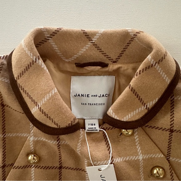 Janie and Jack Girls 7-8 Plaid Tan Cape NWT Fall - Picture 5 of 7